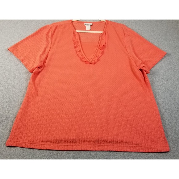 BonWorth Tops - BonWorth Top Womens XL Extra Large Orange See Through Short Sleeve Stretch Knit